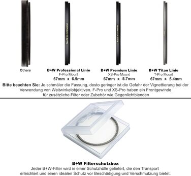 Фільтр захисний B&W T-Pro 67mm, MRC Nano, Titan-Finish, Ultra Slim, 16 шарів покриття