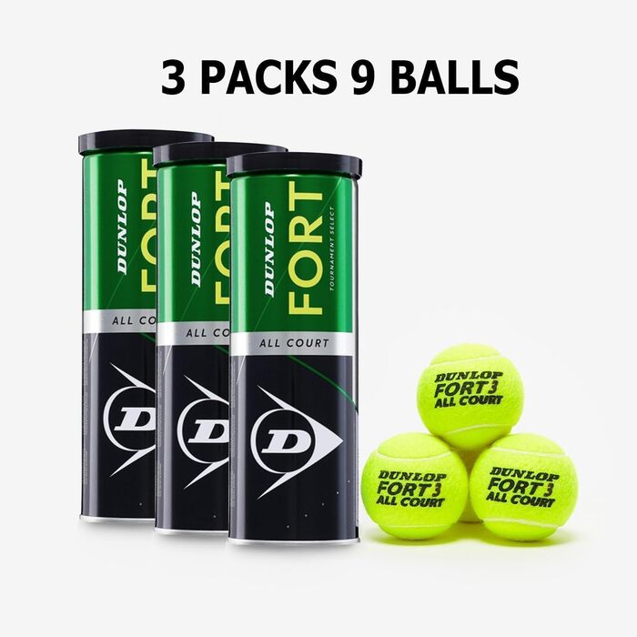 Dunlop Fort All Court Tennis Balls - Tripack (9 Balls / 3 Sets)