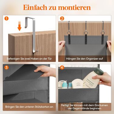 Органайзер для підвішування Lifewit Türorganizer з 5 полицями та 4 кишенями, сірий (1 шт.)