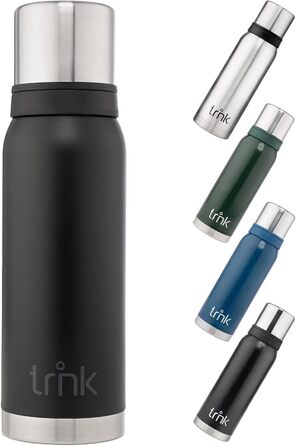 Термос TRNK Arktis 2: 1200 мл, нержавіюча сталь, BPA-free, 32 год, 2 чашки, для активного відпочинку, чорний матовий