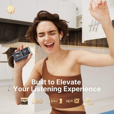 Surfans F20 - MP3 плеєр з Bluetooth 5.2, DSD DAC, без втрат високоякісний цифровий звук, портативний аудіоплеєр з 64GB карткою пам'яті, розширювана до 256GB