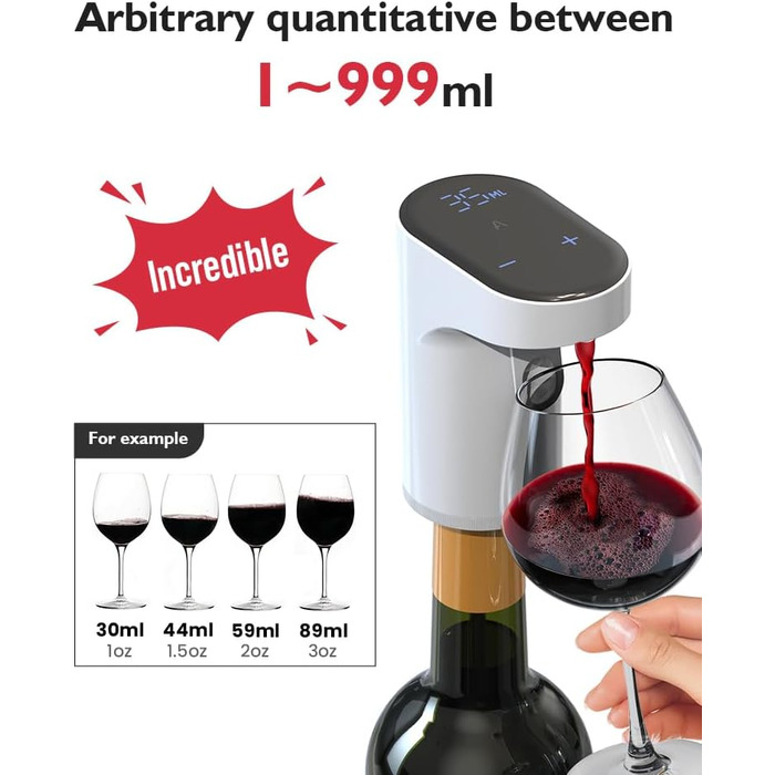 Electric Wine Decanter, Aerator, Dispenser, Pourer, Whisky Liqueur Pump, Funny, Unique, Birthday Gift, Men, Women, Mom, Dad, Boss, Brother, Husband (White)