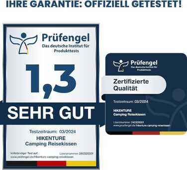 Надувна подушка для кемпінгу та подорожей HIKENTURE з знімним чохлом, ергономічна подушка для голови, комфортна подушка для шиї для подорожей/відпочинку на природі (Чорний)