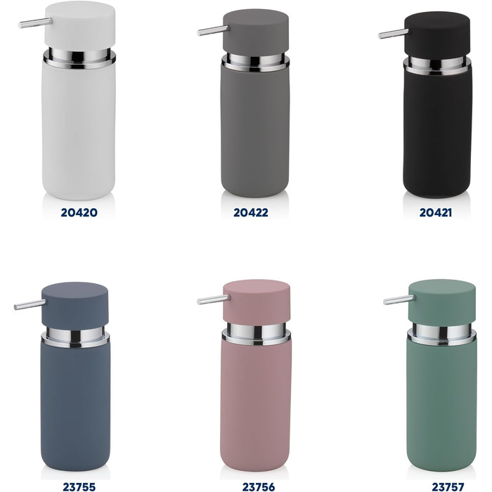 Дозатор мила Kela 300 мл PER, сірий керамічний, антиковзне покриття, помпова пляшка, дозатор миючого засобу, матовий світло-сірий