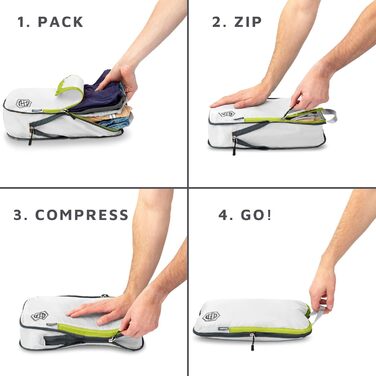 Набір кубиків для пакування TRIPPED: легкі, міцні, з двома блискавками, 2 шт. (білий, зелений)