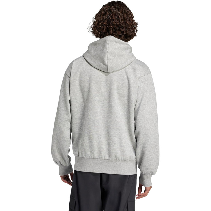 Чоловічий худі adidas Essentials Linear Fleece з капюшоном, сірий меланж/чорний, розмір S