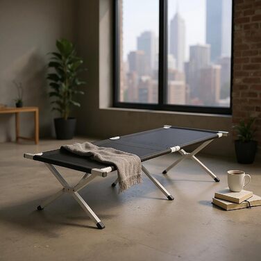 Кемпінгове ліжко Spetebo XXL, чорне, розкладне, 190 x 64 см, до 100 кг. Ідеально для відпочинку, подорожей, фестивалів та риболовлі.