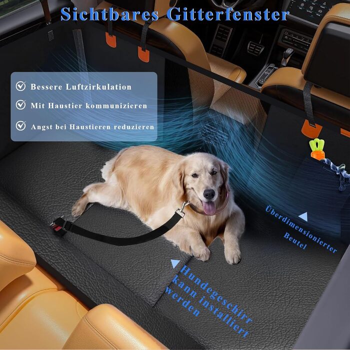 Накладка на сидіння автомобіля для собак, водовідштовхувальна, з жорсткою основою, для SUV, позашляховиків та мінівенів (помаранчевий)