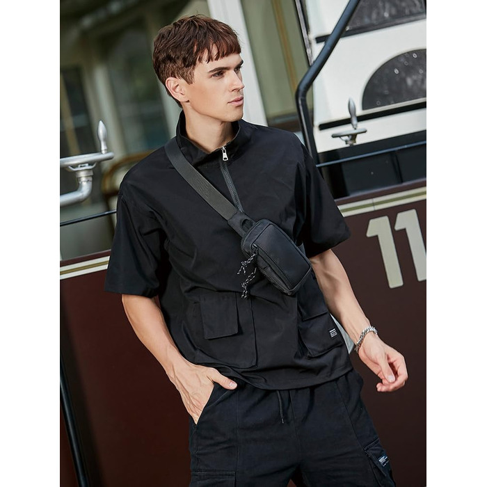 Чоловіча та жіноча поясна сумка-рюкзак для телефону, спортивна, водонепроникна, для активного відпочинку, кемпінгу, подорожей, фітнесу, велосипеду (чорна)