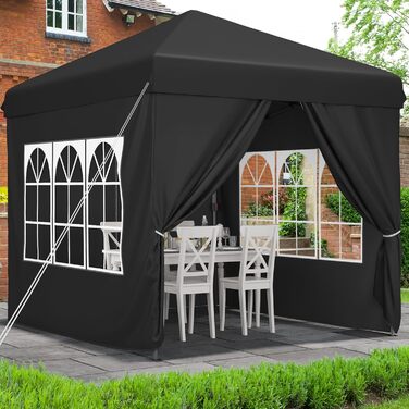 YITAHOME Outdoor Pop-Up Gazebo with Sides, Folding Gazebo, Waterproof Folding Garden Gazebo for All Seasons, Camping Gazebo, Anti-UV with Free Adjustable Height for Parties, Markets (Black, 2.5 x 2.5 m)