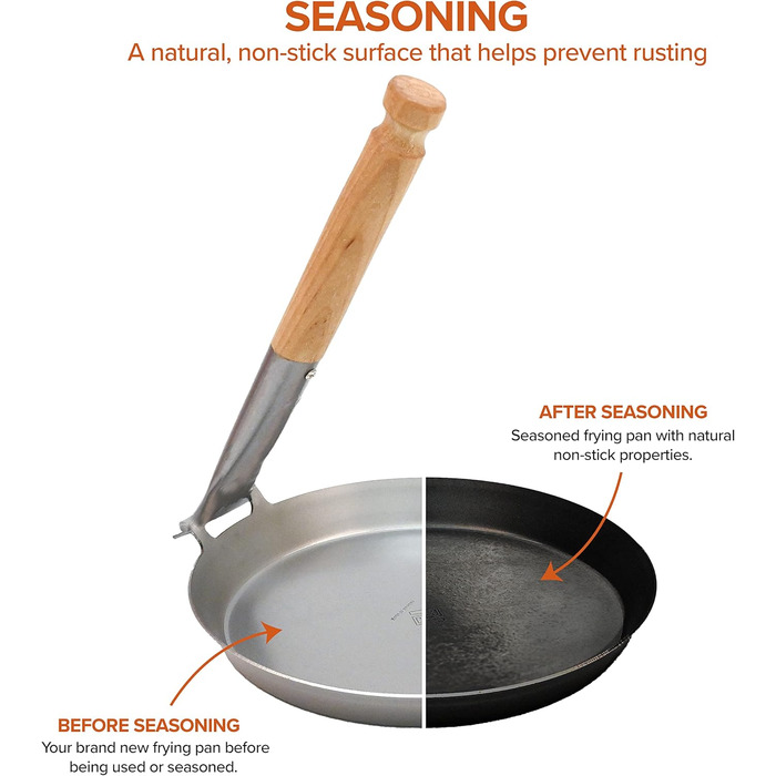 Stabilotherm Jägerpfanne with wooden folding handle | for outdoor cooking & frying over an open fire or grill