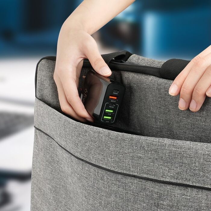 Мережевий адаптер AXFEE 65W 5-портовий з USB-C та USB-A, швидка зарядка PD 3.0, чорний