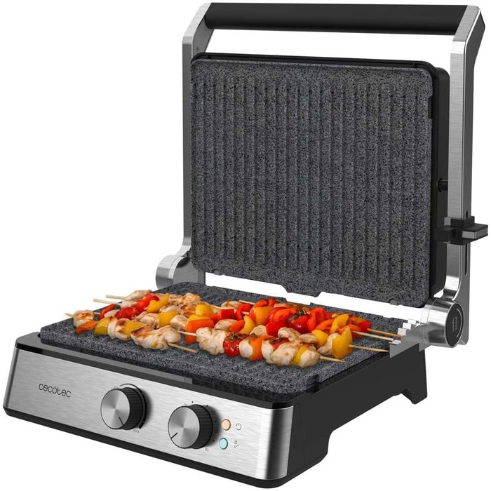 Cecotec Rock'nGrill Blaze Electric Grill. 2400W, RockStone coating, Easy cleaning, 180º opening, BPA-free, Grilling surface 29x23 cm, Adjustable temperature 2400 W | Blaze