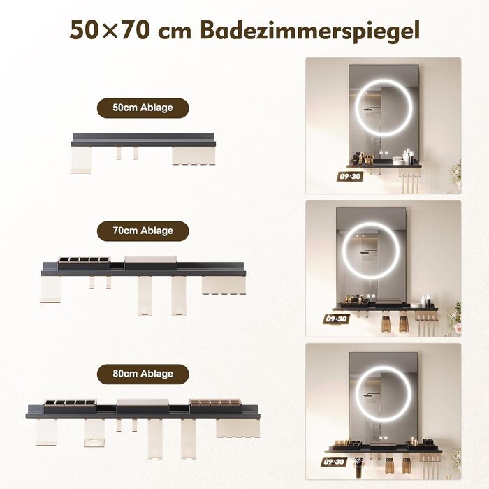 Дзеркало для ванної кімнати SONNI з підсвічуванням 60x40 см, LED, IP44, білий