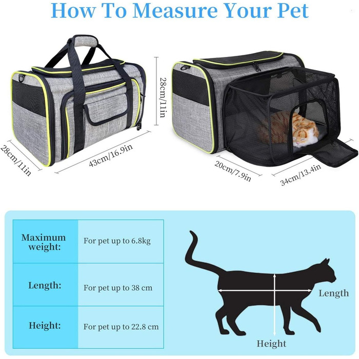 Транспортна переноска для котів та собак, складана переноска для тварин з плечовим ременем, сірого кольору