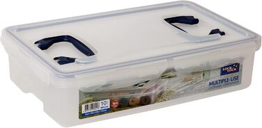 LocknLock PP CLASSIC Storage Box with Lid and Handles | 361 x 274 x 212 mm | 100% Airtight | Semi-Transparent Storage Container | Storage Container with Lid for Household Items (10 L)