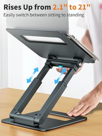 Adjustable Laptop Stand for Desk - Telescoping Design, Ergonomic Riser for 10-17 inch Laptops (Gray)