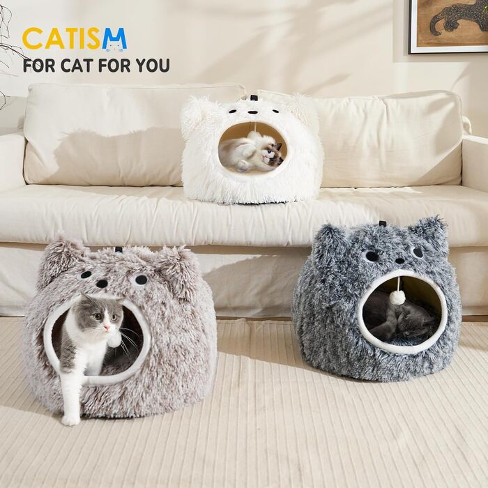 CATISM Cat Cave Cat Bed Washable Cat Sleeping Place for Cats Cute Monster Plush Pet Cat Head Pillow Cat House Cat Cushion Fluffy Kitten Puppy Snuggle Bed Pet Bed