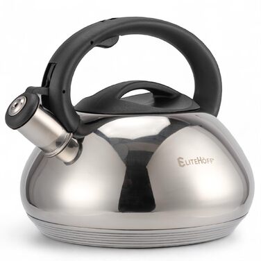 Електричний чайник EliteHoff з індукційним нагріванням, 3л, нержавіюча сталь, з автоматичним свистком, срібний, для всіх типів плит (E-5113)