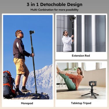 SIRUI Монопод з вуглецевого волокна з системою швидкого кріплення | 165см, професійний, 3-в-1, вантажопідйомність 10кг, для DSLR та відео (SVM-145P)