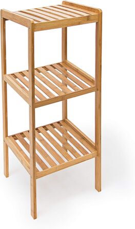 Relaxdays Bamboo Bathroom Shelf with 3 Shelves, HBT: 79 x 33 x 33 cm. Stylish standing shelf made of natural wood. Bamboo shelf as a kitchen shelf or wooden shelf for storage and storage in the bathroom, natural.