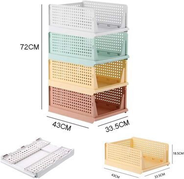 RMAN 4-Piece Closet Organizer Stackable Foldable Closet Organizer for Drawers, Closet Organizer, Storage Boxes, Kitchen, Bathroom (4 Colors)