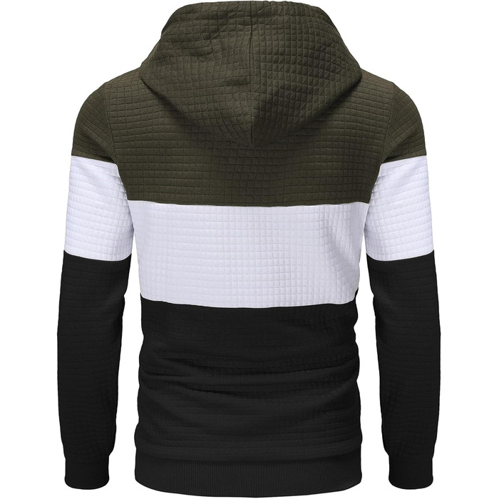 Чоловічий худі YuKaiChen з па́тчворком, джáкард, капюшон, кишені, армійсько-зелений, білий, хакі (4XL)