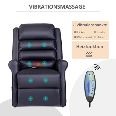 HOMCOM Lift Chair, Massage Chair with Reclining Function, Recliner with USB Port, Lift Chair with Remote Control, Heating Function | Aosom