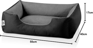 Лягу для собак BedDog LUPI, м'яке ліжко для собак з знімним та пральним чохлом, корзина для собак, диванчик для собак, для маленьких собак, чорно-сірий, 50 x 35 x 17 см