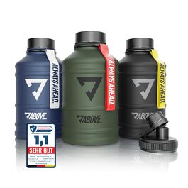 Фляга спортивна металева 2.2 л ABOVE Edelstahl - BPA-free, герметична, міцна - для фітнесу, спорту, туризму, подарункова коробка, чорна