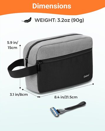 Чоловіча дорожня туалетна косметичка, водонепроникна, з кишенею для гоління та ручкою, органайзер для косметики, спортзал, душ, ванна кімната, подарунок для чоловіків, чорно-сіра