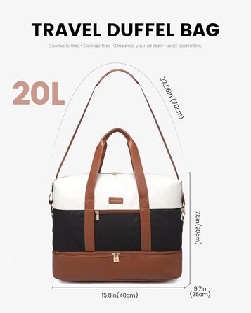 Сумка-трансформер LOVEVOOK для подорожей: жіноча дорожня сумка, 60L, водонепроникна, з відділенням для взуття, ідеальна для спортзалу, клініки, пологів, 40x20x25см