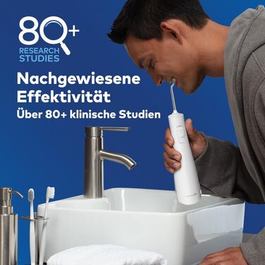 Waterpik Pulse Бездротова Іригатор для Рота (Мандюшче) з 2 Насадками, Білий. Професійне видалення нальоту, 2 режими інтенсивності, 45 сек резервуар, для чищення зубів та міжзубних проміжків