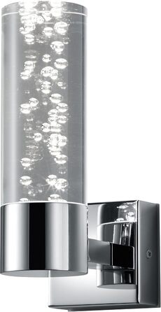 Trio Leuchten LED Bathroom Wall Light Bolsa 282410106, Chrome, Clear Acrylic with Bubbles, 3.2 Watt