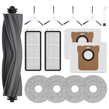 Комплект аксесуарів TriCut для Dreame L10s Ultra Gen 3 / L50 Ultra / X40 Ultra / L40 Ultra / X40 Master / Mova P50 Pro Ultra: 6 пилозбірників, 4 бічні щітки, 4 серветки для миття, 4 фільтри, 1 основна щітка (сумісно з L20)