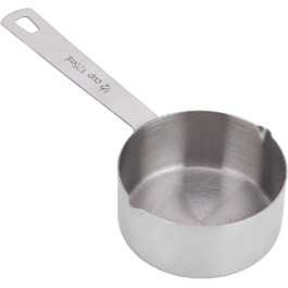 Stainless steel measuring cup 304, metal measuring spoons, baking measuring spoons with scale, cake measuring spoons for the kitchen, kitchen scale (size: 1/3 cup 80 ml) (1/2 cup 125 ml)