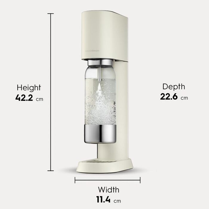 SodaStream enso™ Преміум Газовий Напоєвник | Нержавіюча сталь, дизайн Naoto Fukasawa | В комплекті: пляшка 1 л без BPA, серветка для очищення | Проста заміна CO2, сріблястий | З 1 балончиком CO2 (60 л)