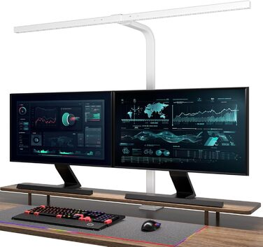 LED лампа настільна з авторегулюванням яскравості, 80 см, кріплення-прищіпка, регульована колірна температура, захист для очей, повний спектр денного світла, таймер, білий колір