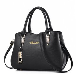 Сумка жіноча BestoU шкіряна чорна велика, сумка на плече та через плече