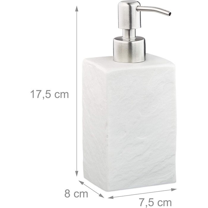 Дозатор для мила Relaxdays, 200 мл, наповнюваний, для ванної, туалету, кухні, з нержавіючої сталі, полірезин