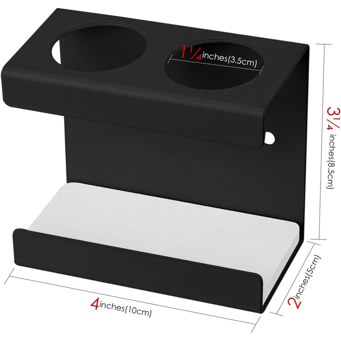 Настінна електрична підставка для зубних щіток, 4 слоти, з мискою з діатоміту, сумісна з AquaSonic, Kingheroes, Oral-B (Чорний)