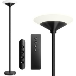 LED торшер BBHome для вітальні з регулюванням яскравості, з лампою для читання 6W, 27W, 3000K-6500K, з пультом та сенсором, колір сріблястий