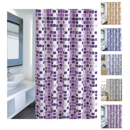 Штора для душу MSV Cotexsa 142102 Premium 'Mosaik' 180x200 см, антибактеріальна, антигрибкова, поліестер, з кільцями, Іспанія, фіолетовий/різнокольоровий