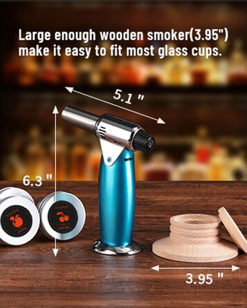 Набір для копчення коктейлів та віскі з ліхтариком: ретро-сет для вечірок, 6 смаків, подарунок для чоловіків, батька