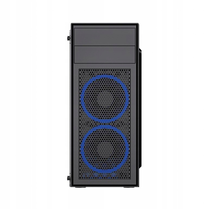 Корпус Gembird Midi Tower, чорний, з LED-вентиляторами та скляною панеллю