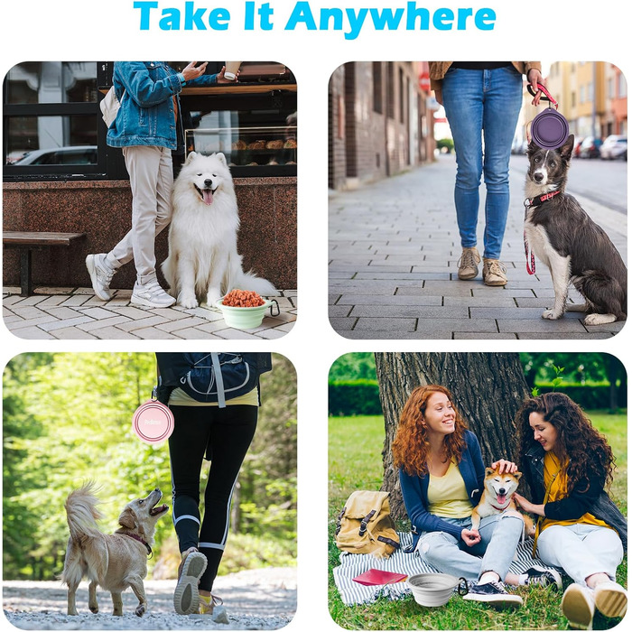 Складані годівниці для собак PetBonus, 2 шт. Силіконові миски для води та їжі для собак, набір для подорожей, виносні миски з карабіном (1000 мл, чорний, червоний)