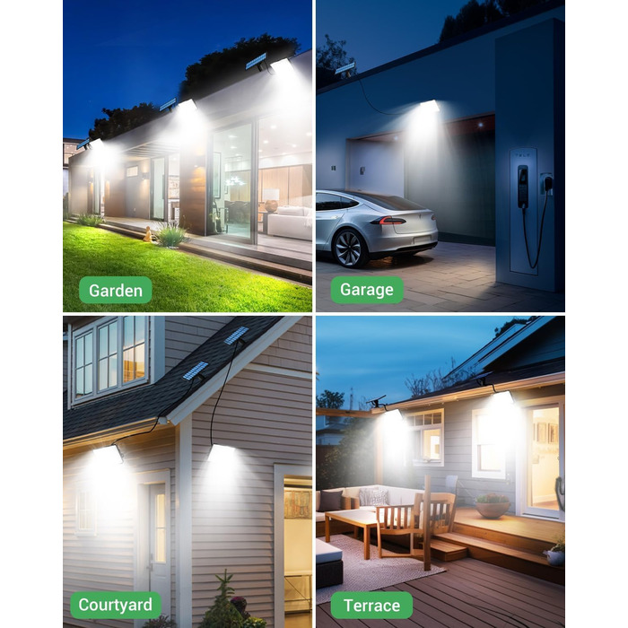 LOTMOS 2 Pack Solar Lights for Outdoor with Motion Sensor, 342 LED Outdoor Light Solar IP65 Waterproof Solar Spotlight 3 Modes with Remote Control, Solar Lamp Outdoor for Garden Garage Exterior