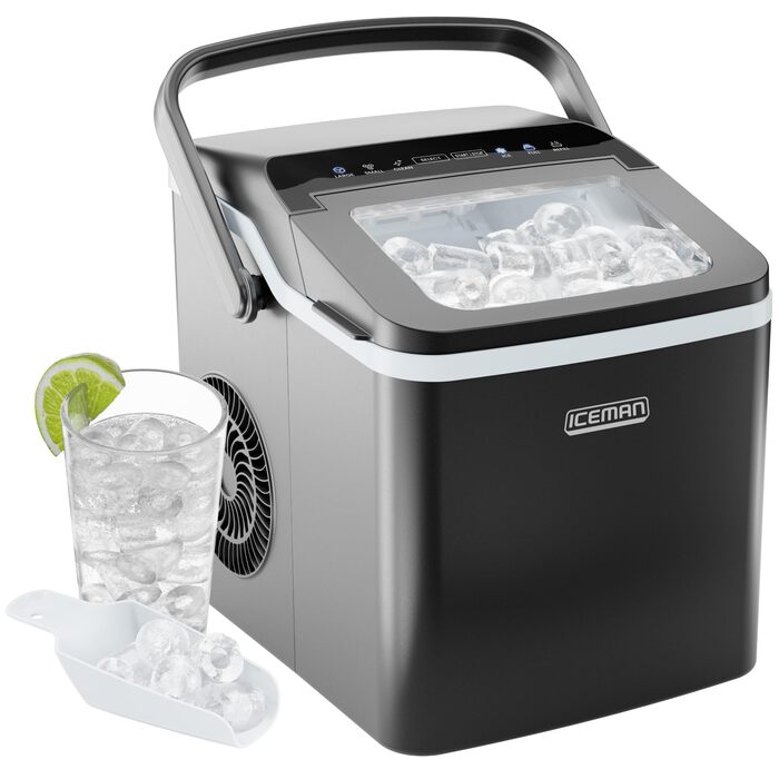 Машина для льоду Chefman Iceman Dual-Size - портативна, велика та маленька, самоочищення, 9 кубиків за 7 хвилин, 10 кг/24 години, з лопаткою для льоду