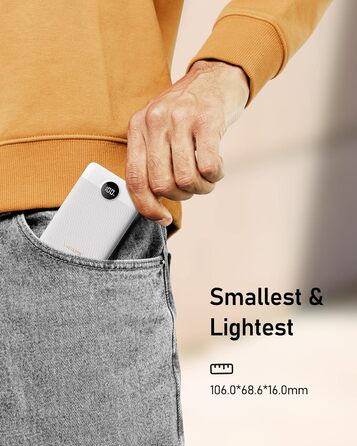 Powerbank VEEKTOMX 10000mAh: компактний зарядний пристрій з PD3.0 та QC3.0, USB-C, для iPhone/iPad/Samsung/Huawei/Xiaomi/OnePlus, білий