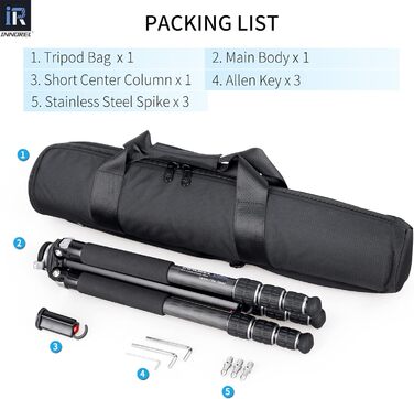 Професійний компактний вуглецевий штатив INNOREL GT284C для DSLR-камер з кулястим головкою, максимальне навантаження 25 кг
